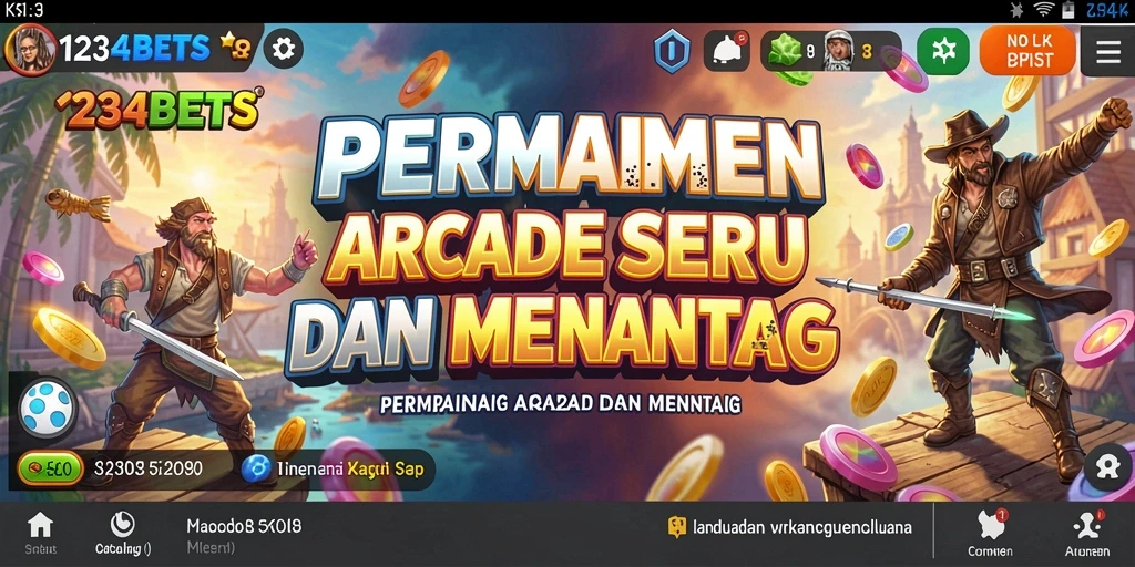 Screenshot gameplay 1234BETS menampilkan aksi seru di level-game Arcade.