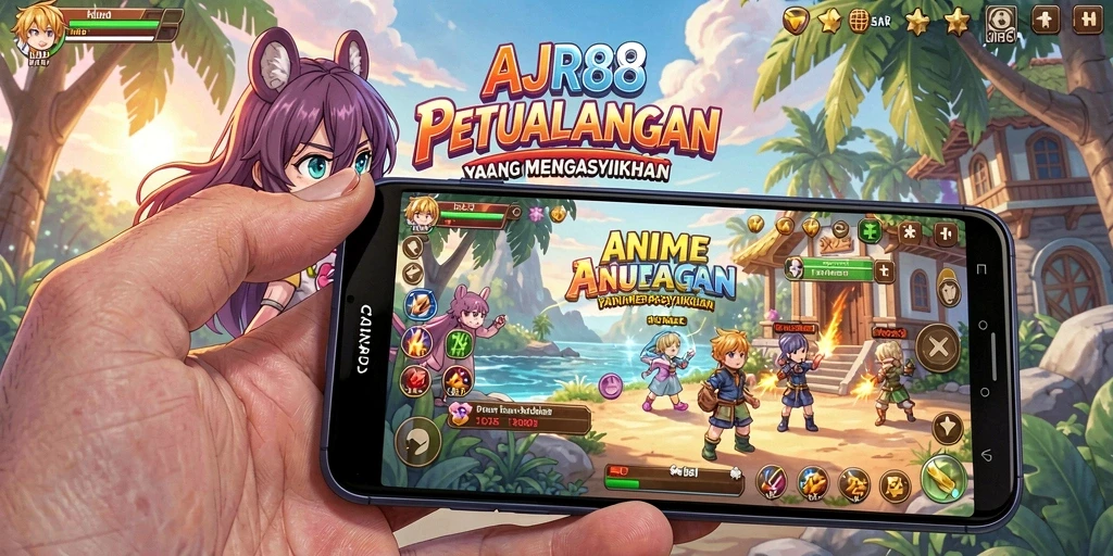 Screenshot utama AJR88 menampilkan karakter anime dalam aksi seru.