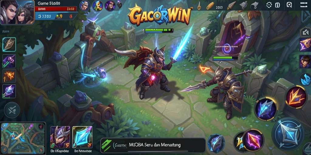 Screenshot GACORWIN menampilkan aksi seru dalam permainan MOBA.