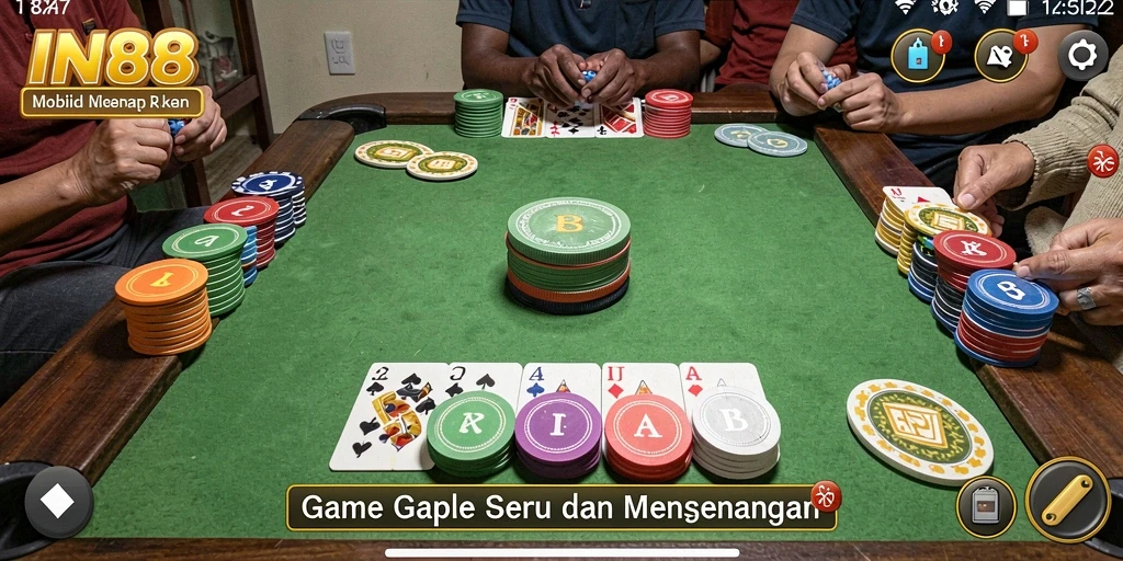 Tampilan permainan Gaple yang menarik dan interaktif pada IN88.