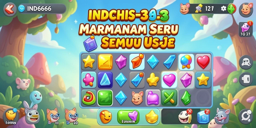 Tampilan gameplay seru di IND666 dengan variasi elemen match-3.
