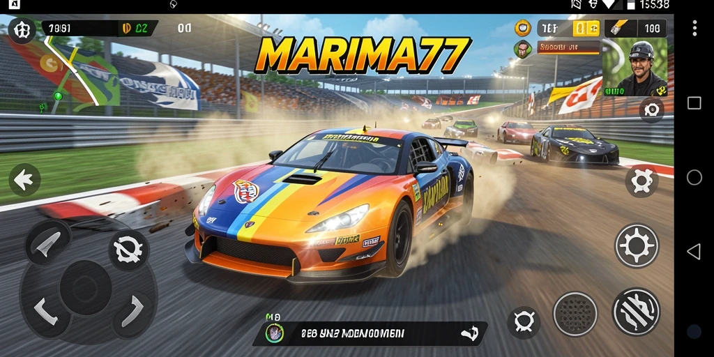 Tampilan menarik dari gameplay balapan di MARIMA77.