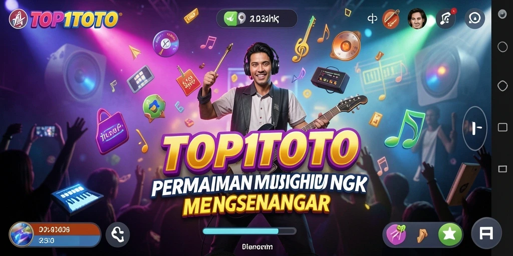 Screenshot permainan TOP1TOTO yang menunjukkan gameplay musik yang interaktif.