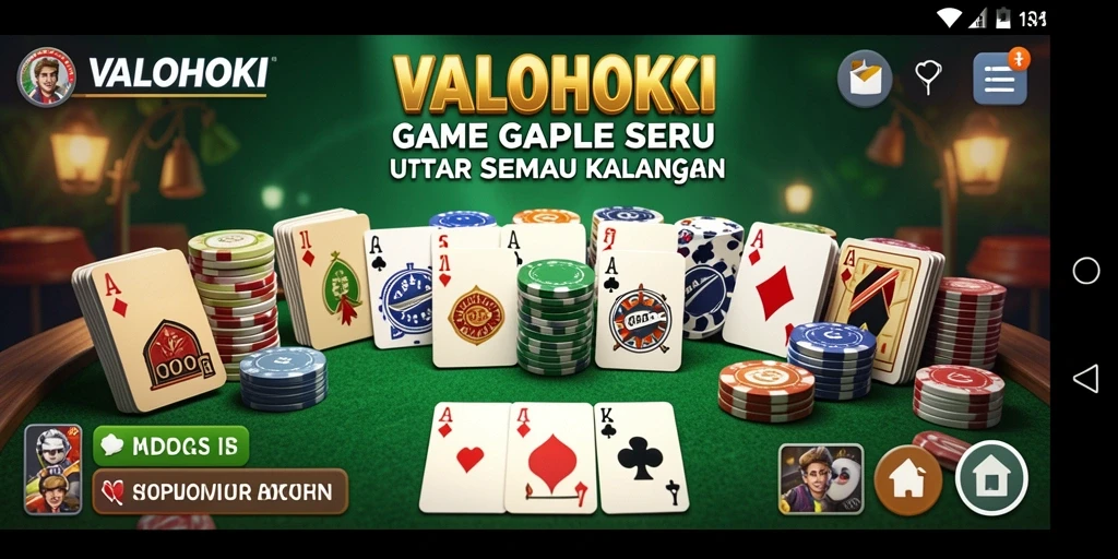 Tampilan screenshot VALOHOKI menampilkan keseruan permainan Gaple.