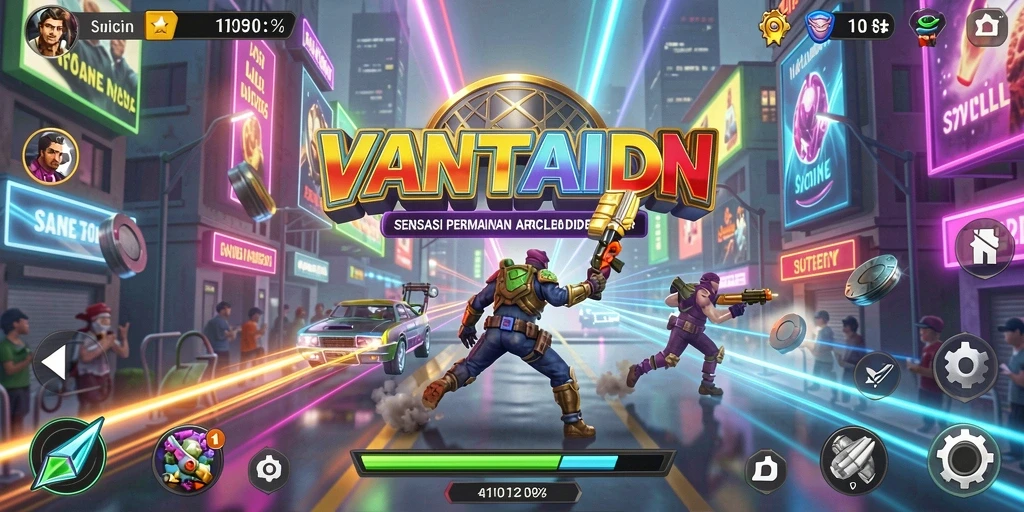 Screenshot VANTAIDN menampilkan permainan Arcade yang seru dan penuh warna.